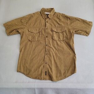 Woolrich Short Sleeve Button Up Plaid Vented Fishing Shirt Men's Size L